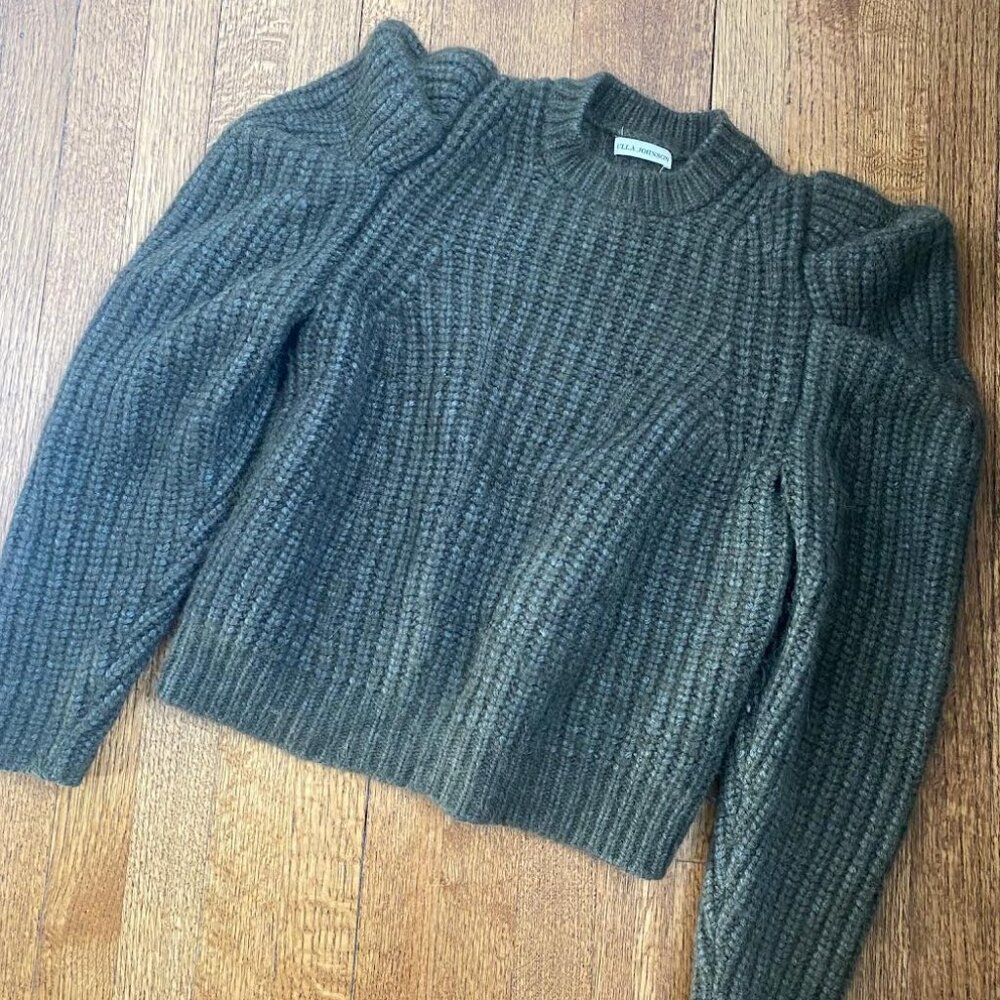 Ulla Johnson green puff-sleeve sweater, size small